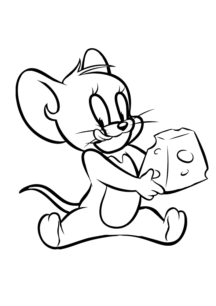 Мышонок Джерри ест сыр